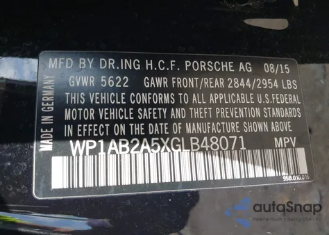 2016 Porsche Macan S z USA, uszkodzony, nr VIN WP1AB2A5XGLB48071